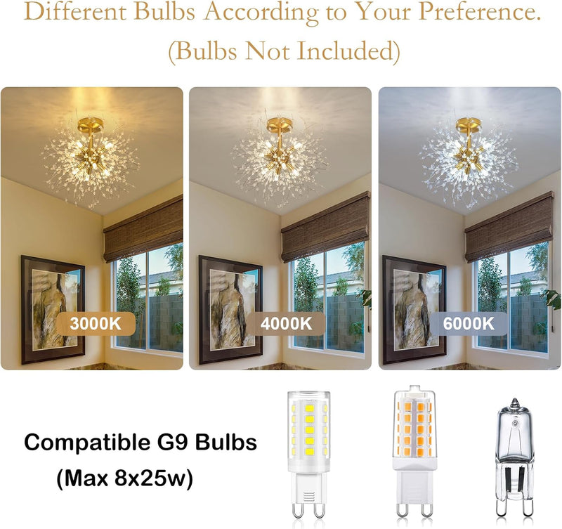 Modern Crystal Chandeliers Ceiling Light Firework Lights K9
