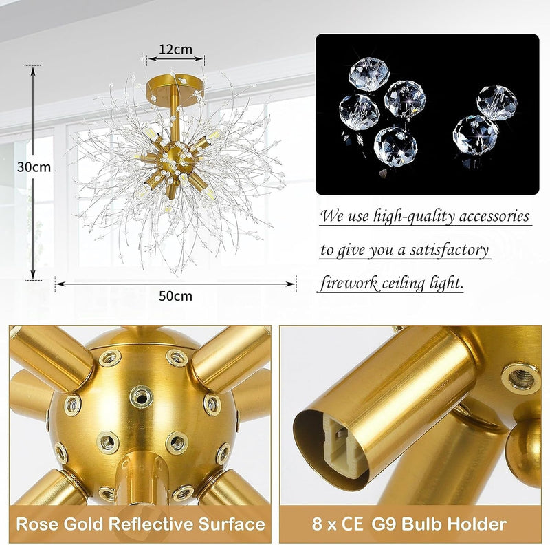 Modern Crystal Chandeliers Ceiling Light Firework Lights K9