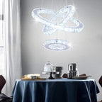 Modern Crystal Chandeliers LED 4 Rings Pendant Light