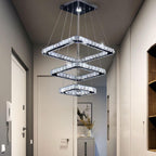 Modern Crystal Chandeliers LED 4 Rings Pendant Light