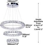 Modern Crystal Chandeliers LED 4 Rings Pendant Light