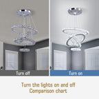 Modern Crystal Chandeliers LED 4 Rings Pendant Light