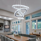Modern Crystal Chandeliers LED 4 Rings Pendant Light