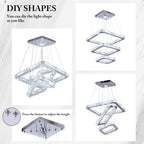 Modern Crystal Chandeliers LED 4 Rings Pendant Light