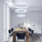 Modern Crystal Chandeliers LED 4 Rings Pendant Light