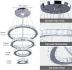Modern Crystal Chandeliers LED 4 Rings Pendant Light