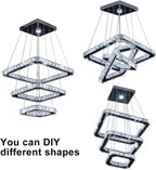 Modern Crystal Chandeliers LED 4 Rings Pendant Light