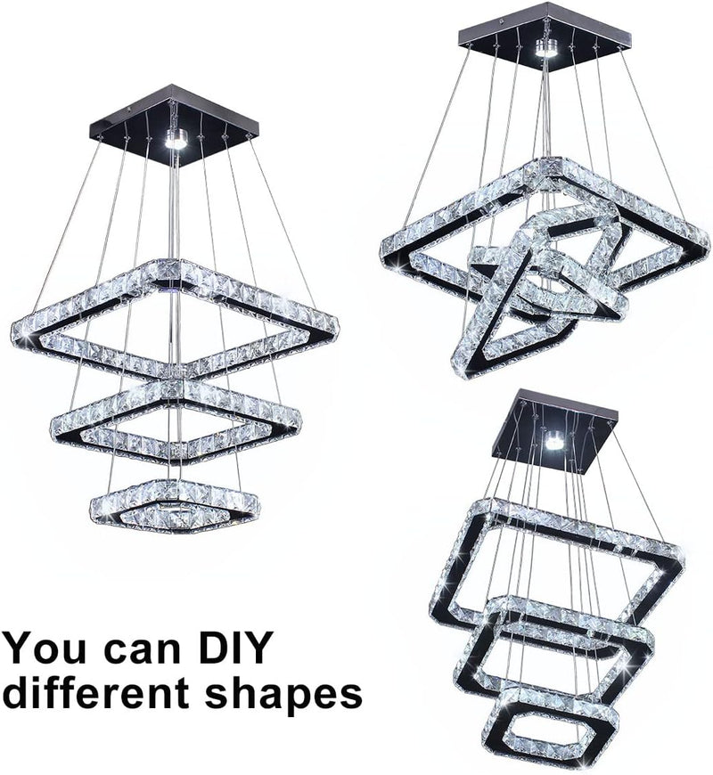 Modern Crystal Chandeliers LED 4 Rings Pendant Light