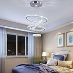 Modern Crystal Chandeliers LED 4 Rings Pendant Light