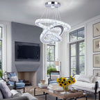 Modern Crystal Chandeliers LED 4 Rings Pendant Light