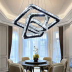 Modern Crystal Chandeliers LED 4 Rings Pendant Light