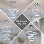 Modern Crystal Chandeliers LED 4 Rings Pendant Light