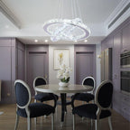 Modern Crystal Chandeliers LED 4 Rings Pendant Light