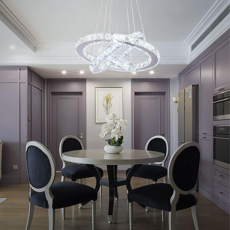 Modern Crystal Chandeliers LED 4 Rings Pendant Light