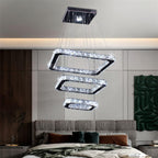 Modern Crystal Chandeliers LED 4 Rings Pendant Light