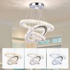 Modern Crystal Chandeliers LED 4 Rings Pendant Light