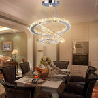 Modern Crystal Chandeliers LED 4 Rings Pendant Light