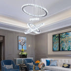 Modern Crystal Chandeliers LED 4 Rings Pendant Light