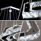 Modern Crystal Chandeliers LED 4 Rings Pendant Light