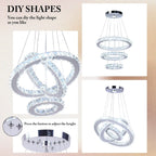 Modern Crystal Chandeliers LED 4 Rings Pendant Light