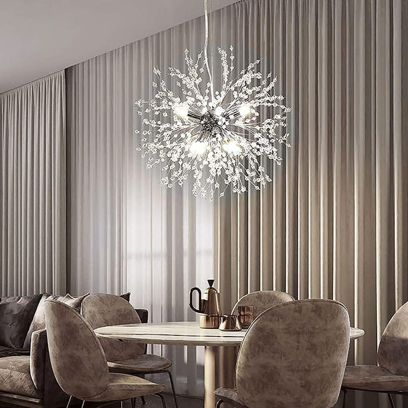 Modern Crystal Dandelion Pendant Firework Chandelier 8 Bulbs