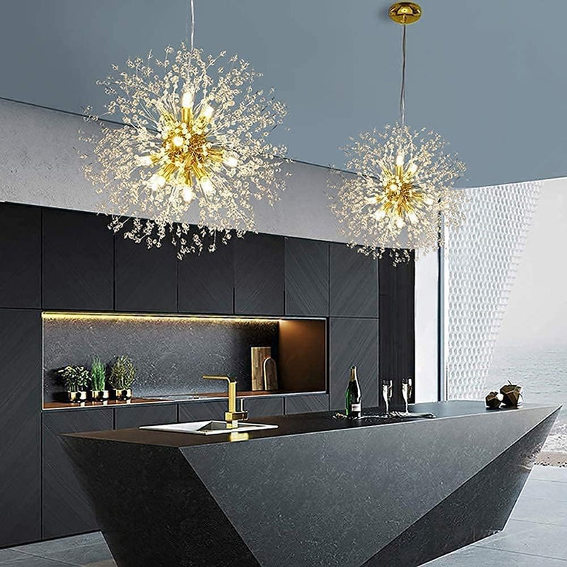Modern Crystal Dandelion Pendant Firework Chandelier 8 Bulbs