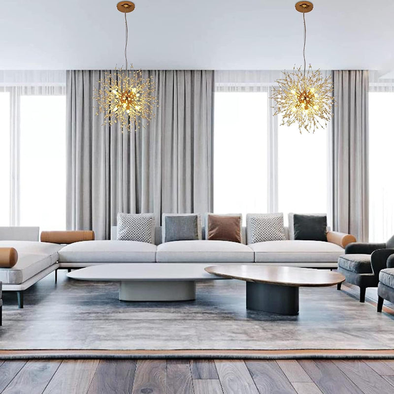 Modern Crystal Dandelion Pendant Firework Chandelier 8 Bulbs