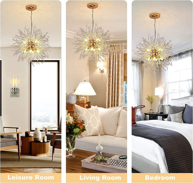 Modern Crystal Dandelion Pendant Firework Chandelier 8 Bulbs
