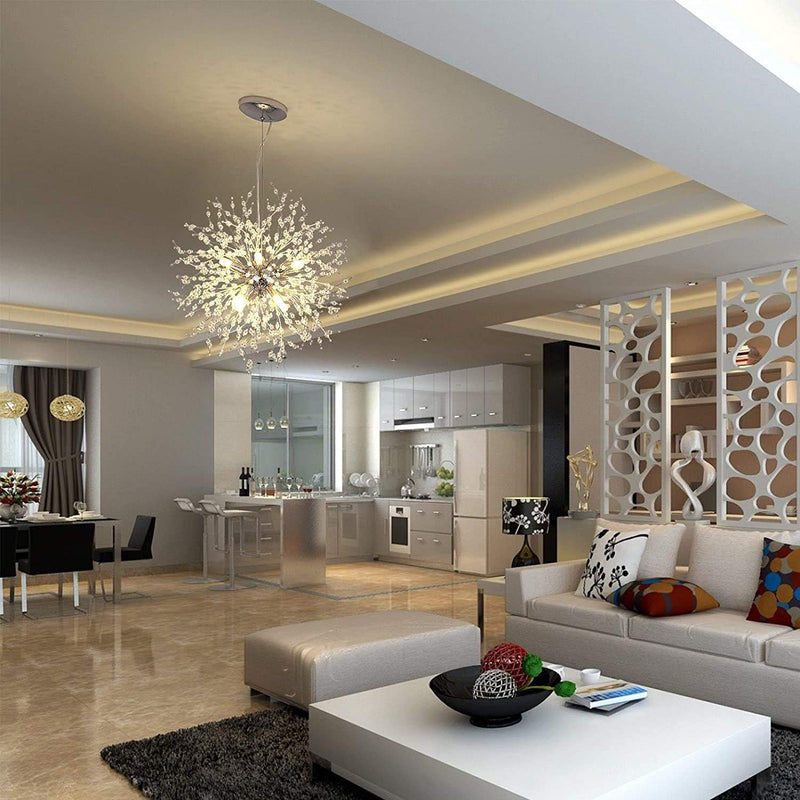 Modern Crystal Dandelion Pendant Firework Chandelier 8 Bulbs
