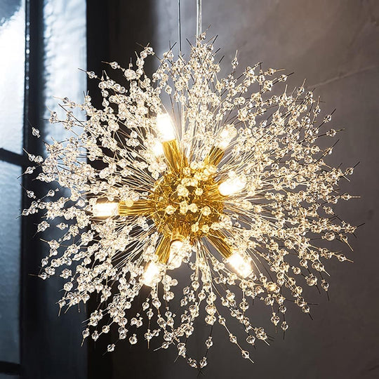 Modern Crystal Dandelion Pendant Firework Chandelier 8 Bulbs