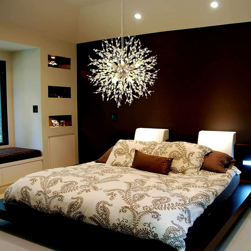 Modern Crystal Dandelion Pendant Firework Chandelier 8 Bulbs