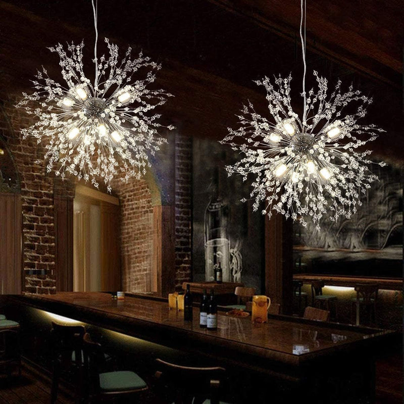 Modern Crystal Dandelion Pendant Firework Chandelier 8 Bulbs