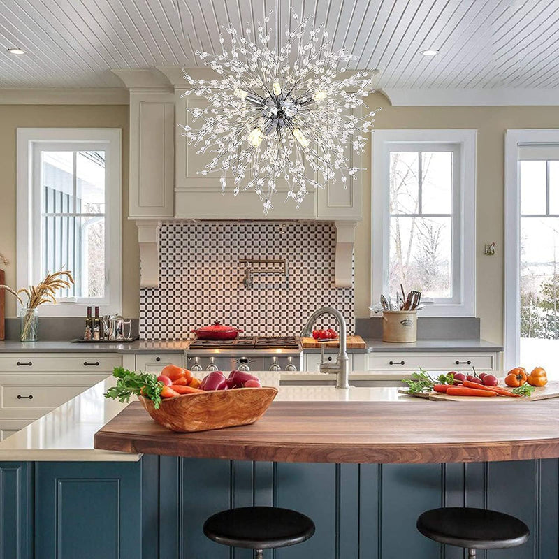 Modern Crystal Dandelion Pendant Firework Chandelier 8 Bulbs