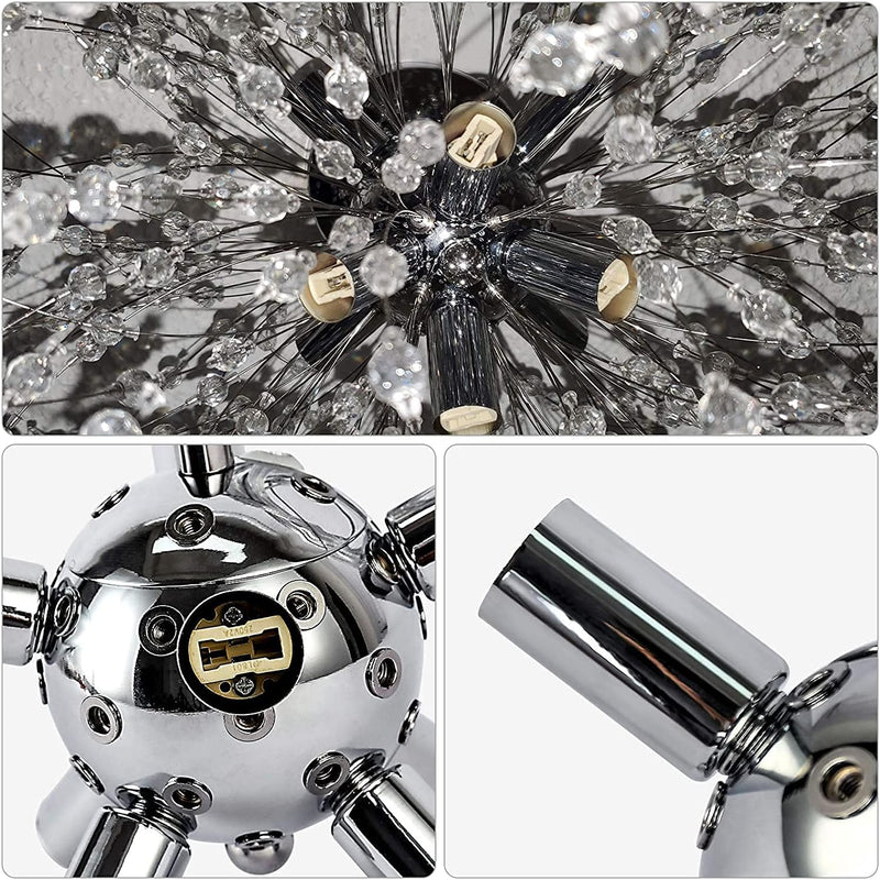 Modern Crystal Dandelion Pendant Firework Chandelier 8 Bulbs