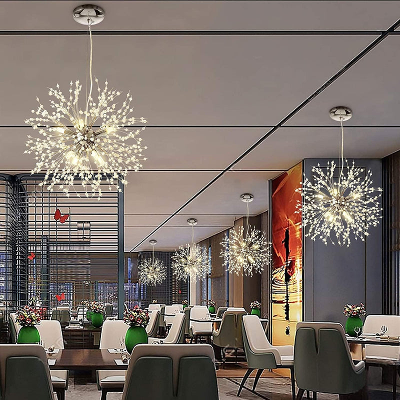 Modern Crystal Dandelion Pendant Firework Chandelier 8 Bulbs