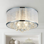 Modern Crystal Drum Chandelier Lighting Flush Mount LED
