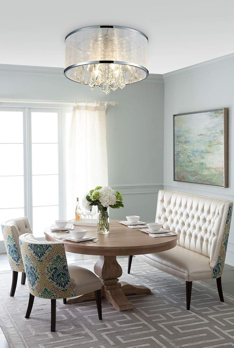Modern Crystal Drum Chandelier Lighting Flush Mount LED