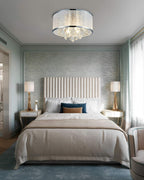 Modern Crystal Drum Chandelier Lighting Flush Mount LED