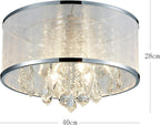 Modern Crystal Drum Chandelier Lighting Flush Mount LED