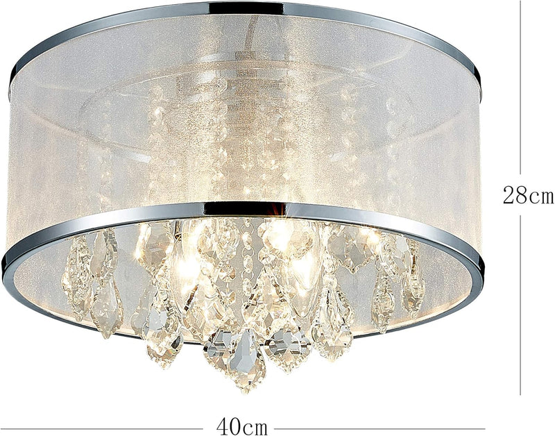 Modern Crystal Drum Chandelier Lighting Flush Mount LED