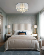 Modern Crystal Drum Chandelier Lighting Flush Mount LED