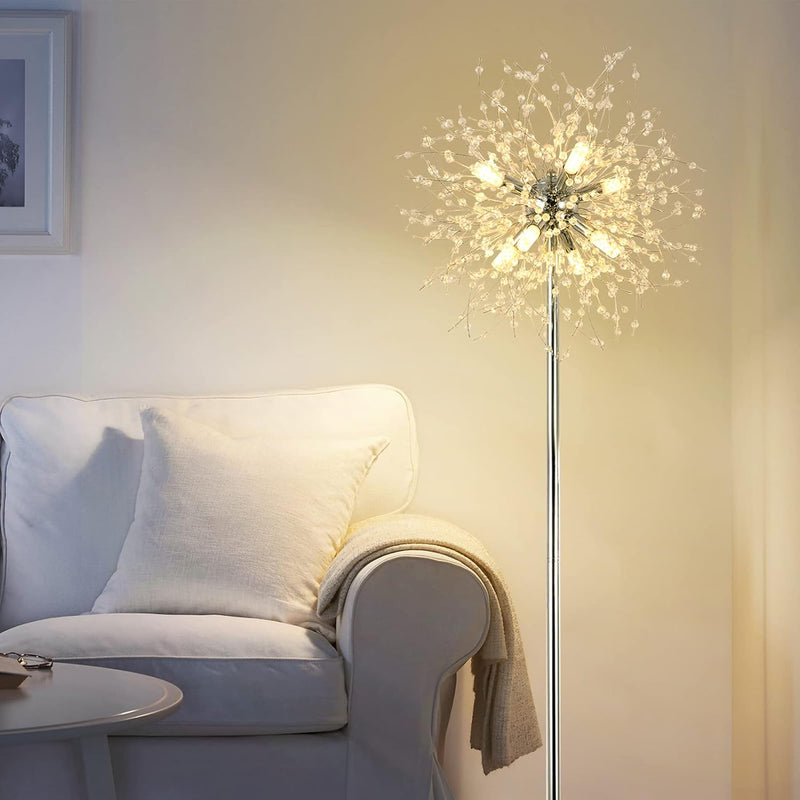 Modern Crystal Fireworks Floor Lamps Chrome Standing Lamp