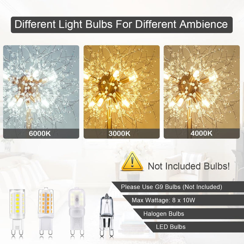 Modern Crystal Fireworks Floor Lamps Chrome Standing Lamp