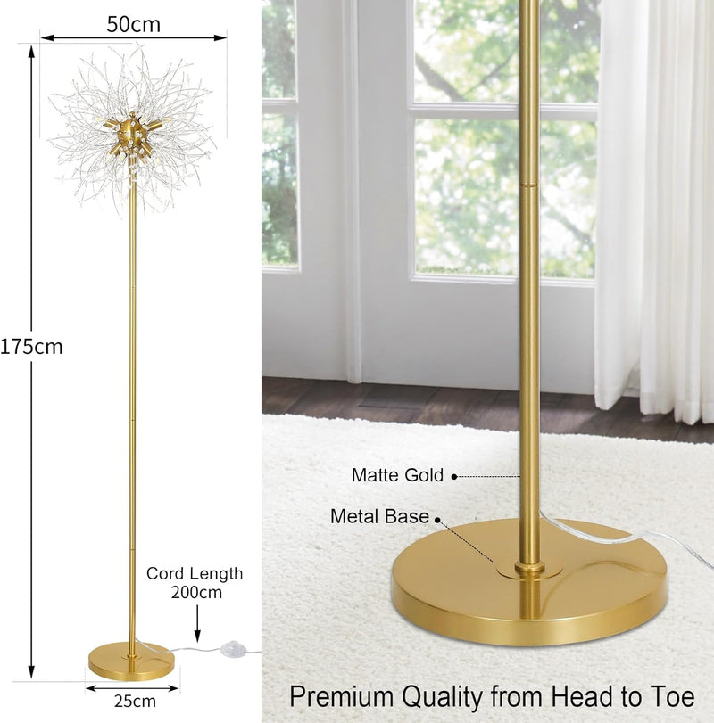 Modern Crystal Fireworks Floor Lamps Chrome Standing Lamp