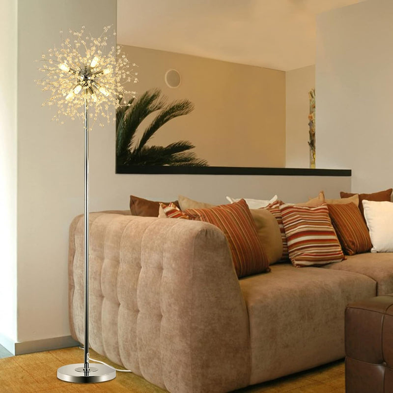 Modern Crystal Fireworks Floor Lamps Chrome Standing Lamp