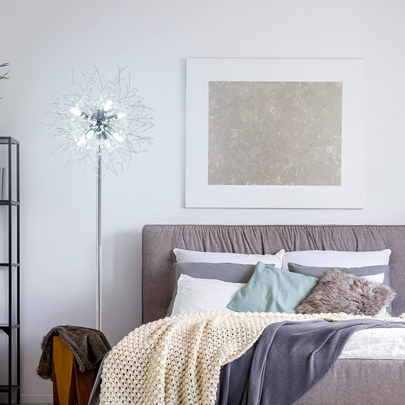 Modern Crystal Fireworks Floor Lamps Chrome Standing Lamp