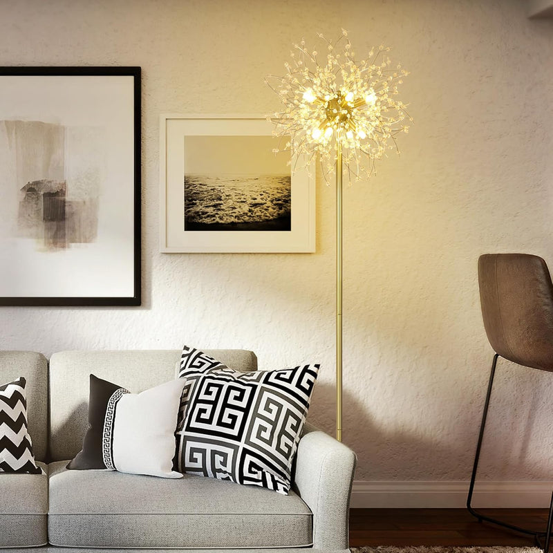 Modern Crystal Fireworks Floor Lamps Chrome Standing Lamp