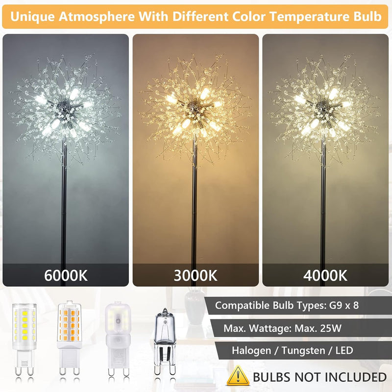 Modern Crystal Fireworks Floor Lamps Chrome Standing Lamp