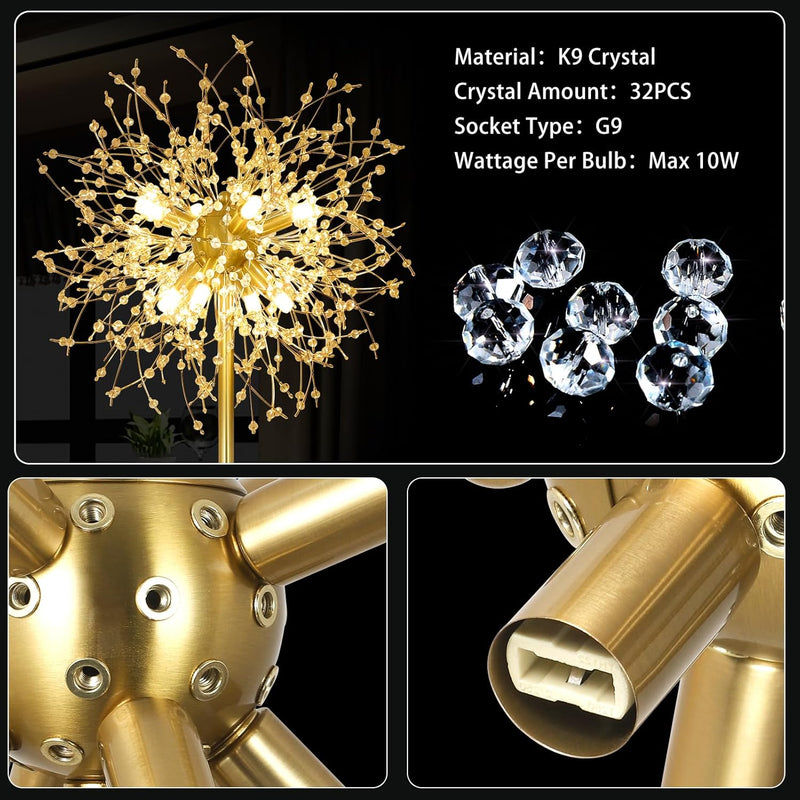 Modern Crystal Fireworks Floor Lamps Chrome Standing Lamp
