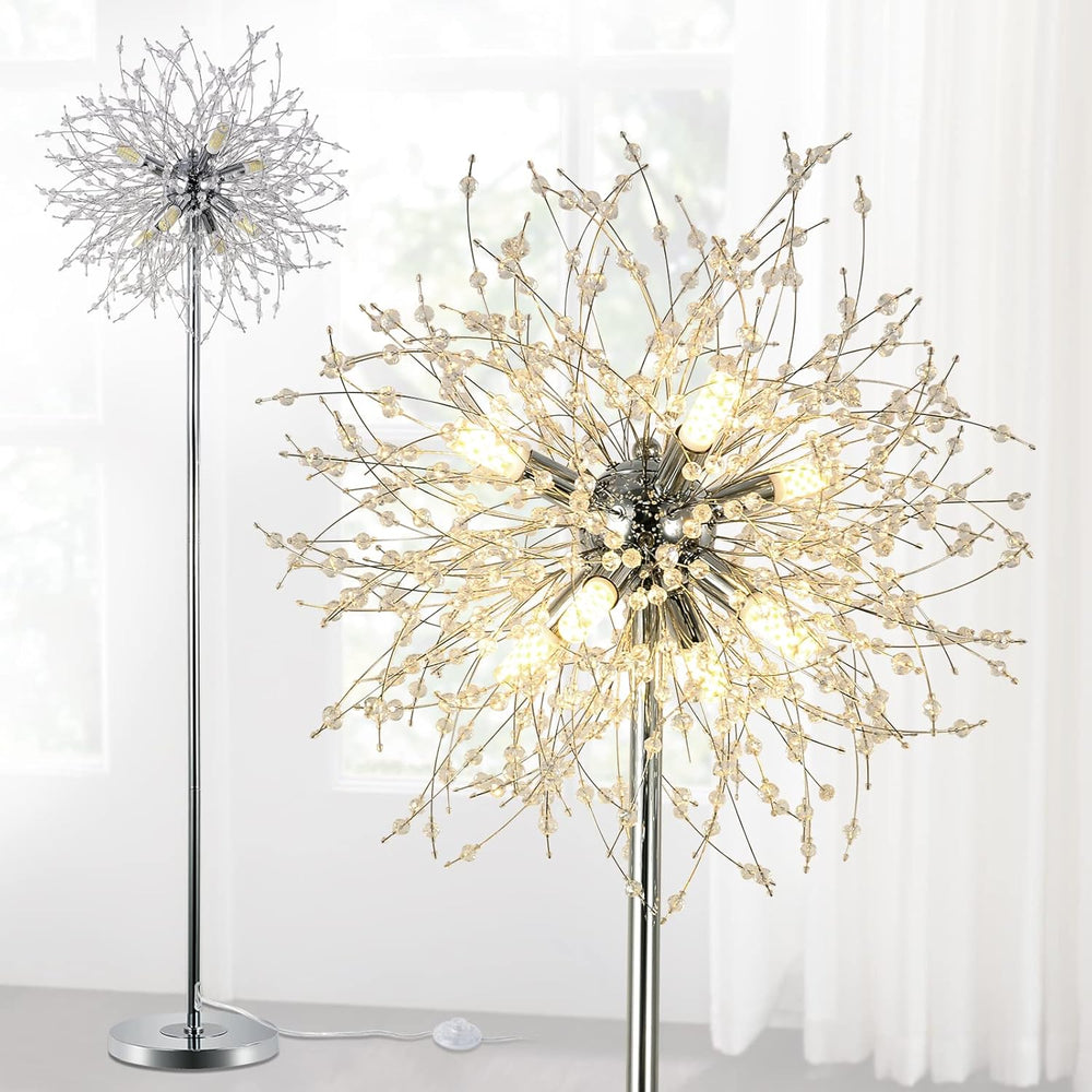 Modern Crystal Fireworks Floor Lamps Chrome Standing Lamp